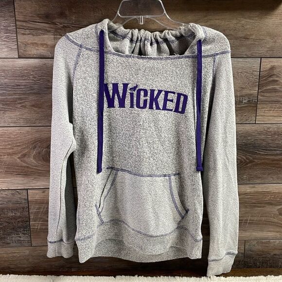 Wicked the Musical Womens Hoodie Pullover Sweatshirt Heather/Purple Grey Small - Picture 2 of 8